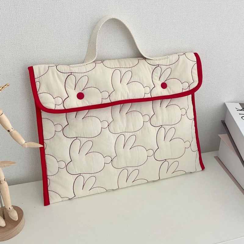 Torba za tablet s izvezenim motivom zeca, prijenosna za iPad i prijenosnik (Materijal: Nylon; Podstava: poliester-pamuk; Sezona: proljeće 2024; Spol: Žensko)