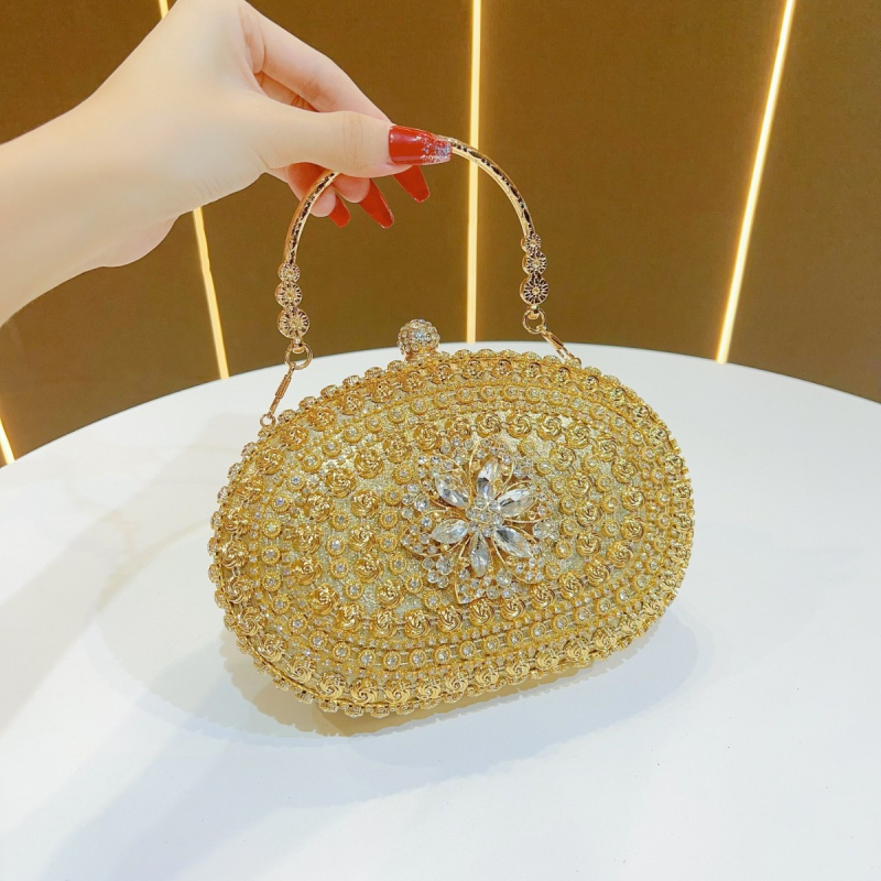 Večernja clutch torba od poliestera, ovalni oblik, zatvaranje kopčom, unutarnji džep za ID