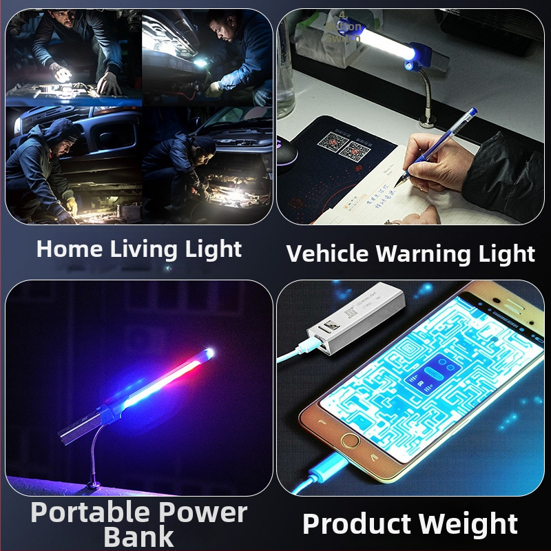 Rankinė darbo lemputė automobilių remontui su LED, magnetinė bazė, įkraunama, universalus naudojimas