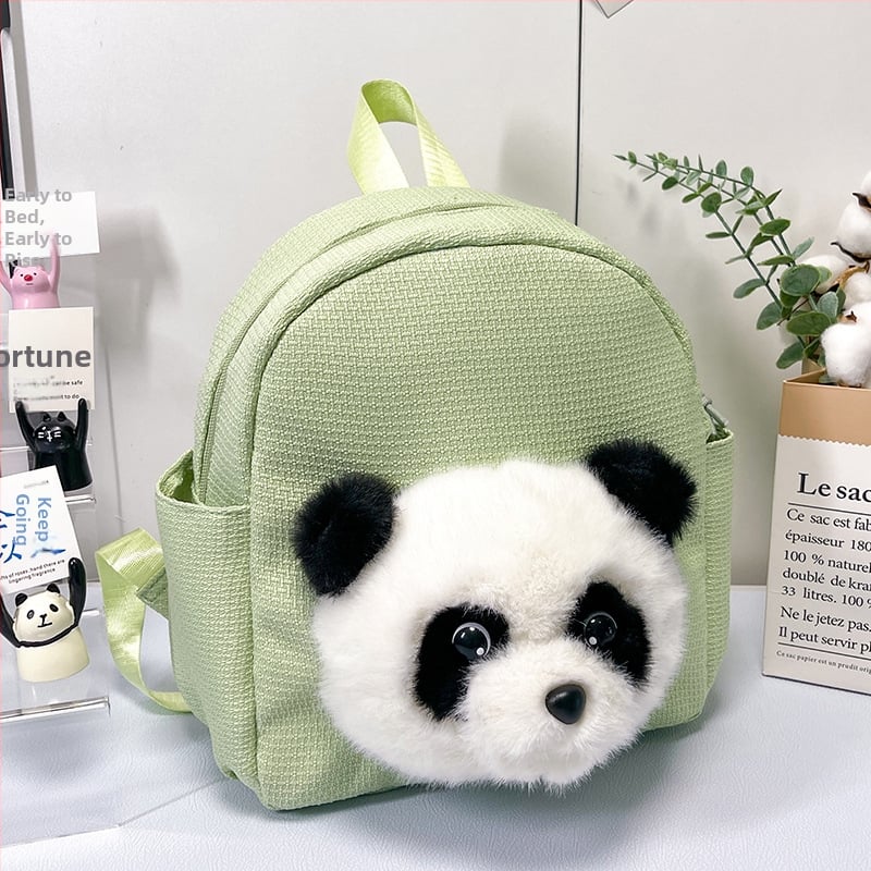 Panda fejű gyerek hátizsák – nylon, uniszex, iskolai használatra, állat mintázat