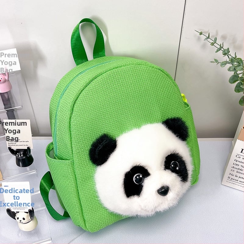 Panda fejű gyerek hátizsák – nylon, uniszex, iskolai használatra, állat mintázat