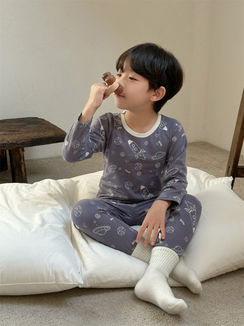 Gyerekeknek otthoni ruházati szett pamutból, 95% pamut, meleg, puha kezelt anyag, 3–8 évesek