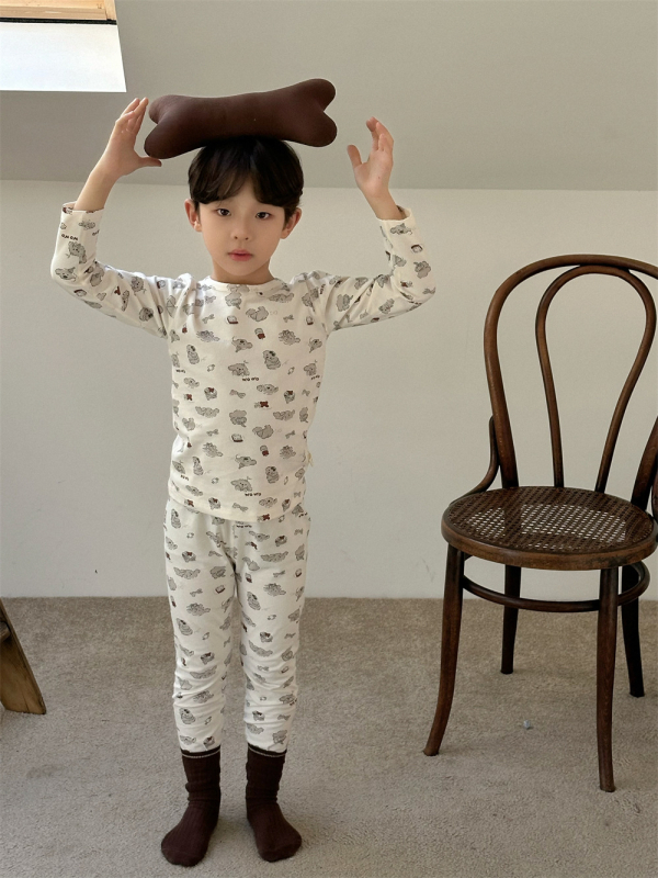 Gyerekeknek otthoni ruházati szett pamutból, 95% pamut, meleg, puha kezelt anyag, 3–8 évesek