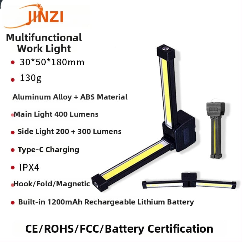 Mágneses COB munka lámpa - 8W, 3.7V, Modell A55, 300-500 lm, 5000K fehér/piros fény