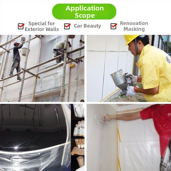Maskirajući zaštitni film za vanjske zidove i bojanje automobila – plastična osnova, ljepilo na bazi tkanine, viskoznost visoka, papirno jezgro, serija zaštitnog filma