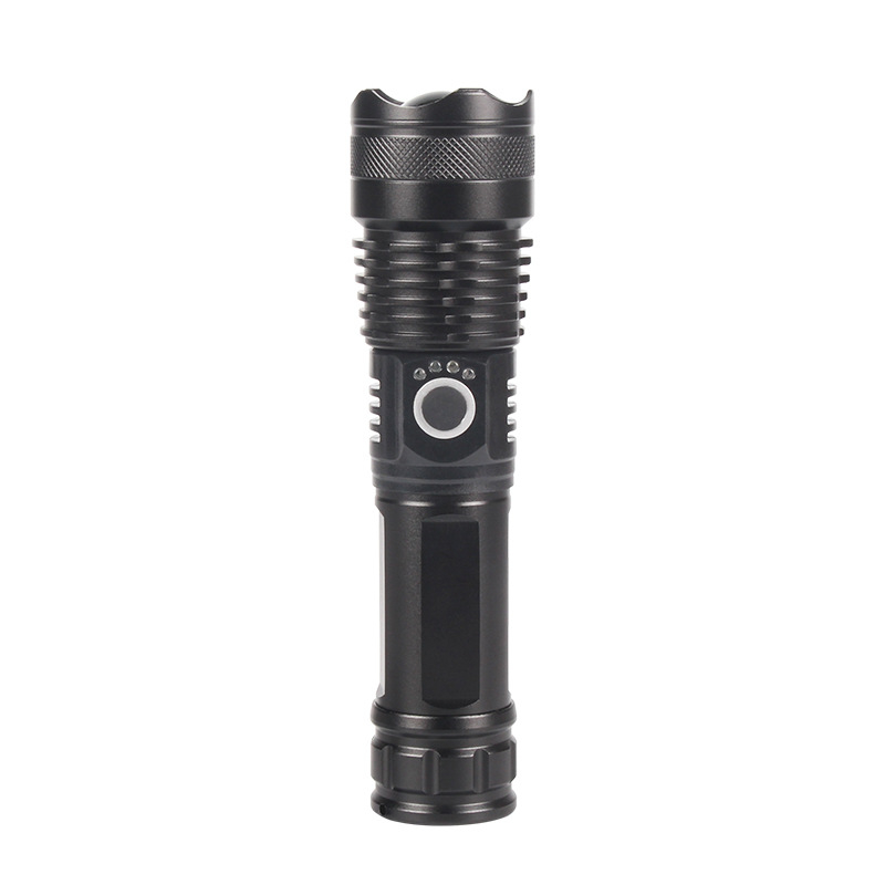 Ručná LED baterka s nastaviteľným zoomom, dosah 1000 m, dobíjateľná, vodeodolná