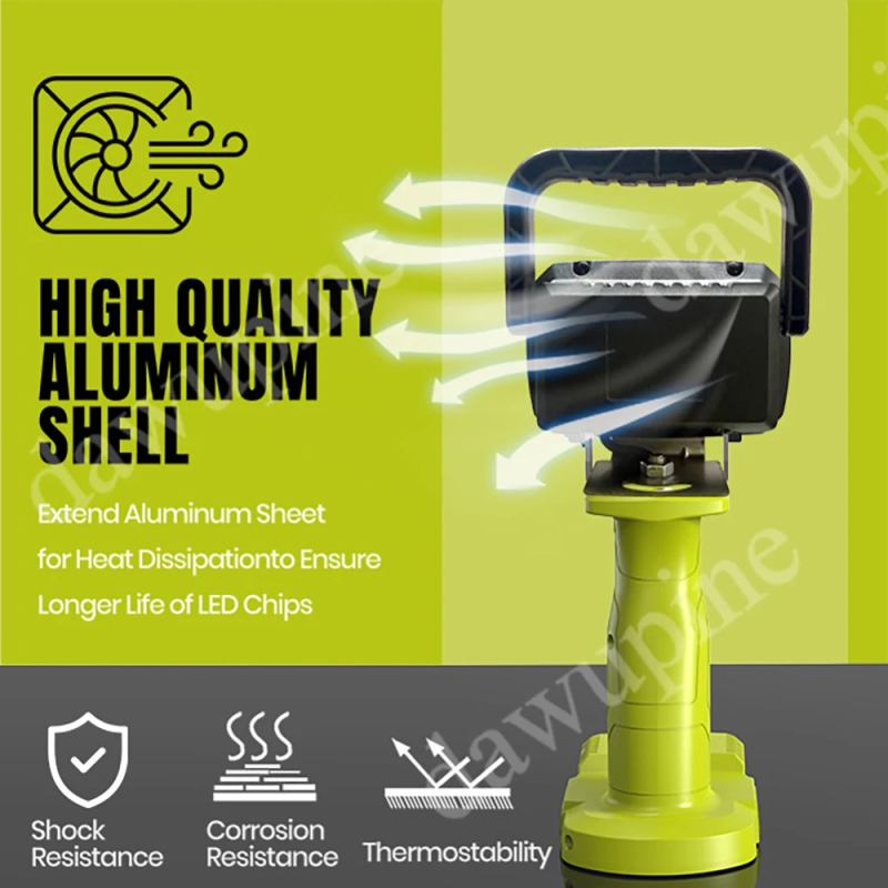 LED Φωτιστικό εργασίας με απεριόριστο ρυθμιζόμενο φωτισμό – τροφοδοσία με μπαταρία, εξωτερική χρήση, εμβέλεια 100–200 m
