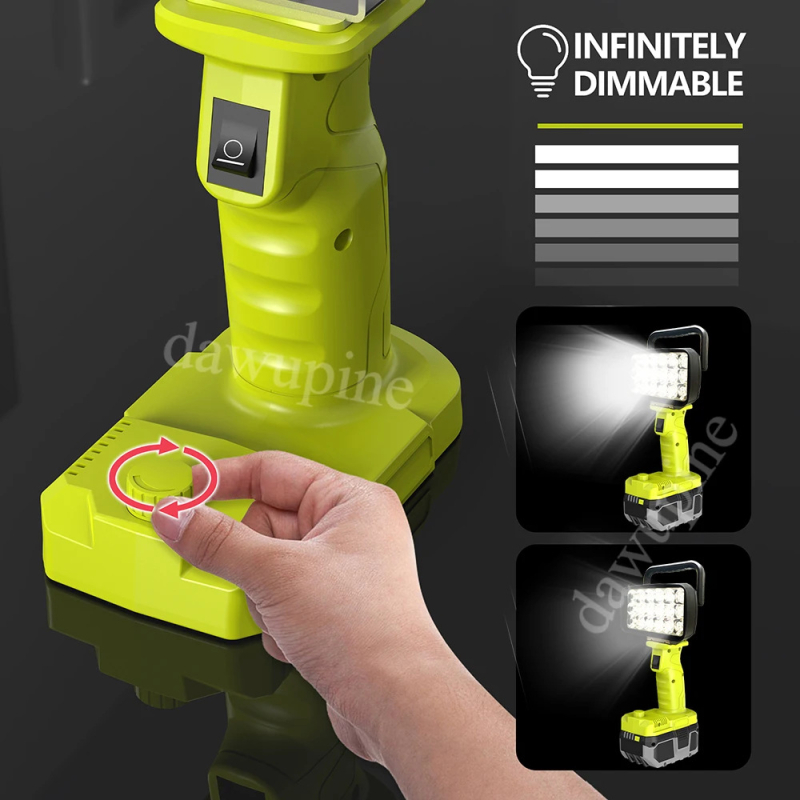 LED Φωτιστικό εργασίας με απεριόριστο ρυθμιζόμενο φωτισμό – τροφοδοσία με μπαταρία, εξωτερική χρήση, εμβέλεια 100–200 m