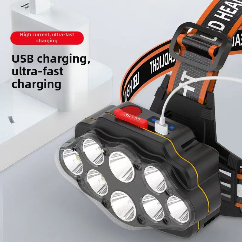 Cyklistické predné svetlo s ručným nabíjaním, 360° otočné, dosah 100–200 m, výkon 20 W, batéria 1200 mAh
