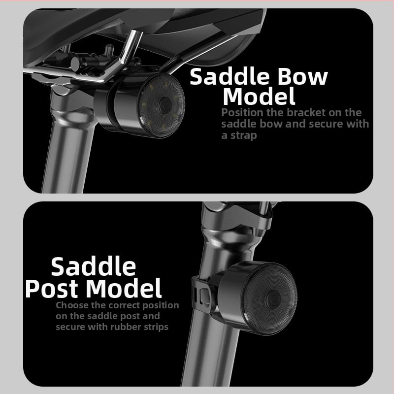 LED dviračio uodegos lemputė su jutikliu, 2W, 300mAh, nuotolis iki 50 m, pritaikomas logotipas