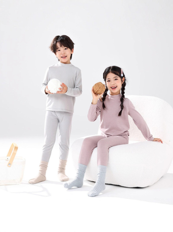 Set termic din modal pentru copii, unisex, antibacterian, potrivit pentru iarnă și toamnă, guler înalt