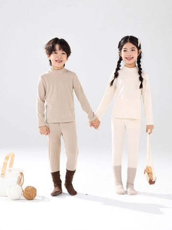 Set termic din modal pentru copii, unisex, antibacterian, potrivit pentru iarnă și toamnă, guler înalt