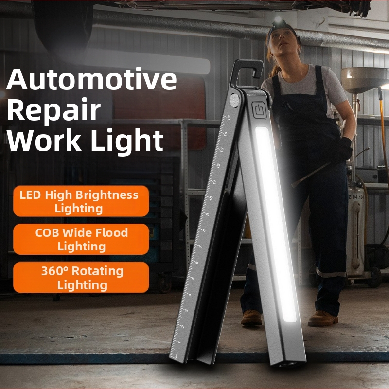 Αναδιπλόμενος μαγνητικός LED φως εργασίας – κράμα αλουμινίου, επαναφορτιζόμενο, χειροκίνητη ώθηση, εμβέλεια 50–100 μέτρα