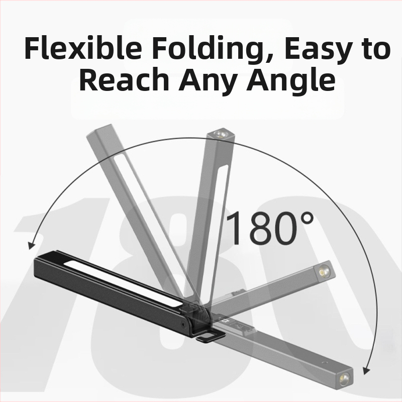 Αναδιπλόμενος μαγνητικός LED φως εργασίας – κράμα αλουμινίου, επαναφορτιζόμενο, χειροκίνητη ώθηση, εμβέλεια 50–100 μέτρα