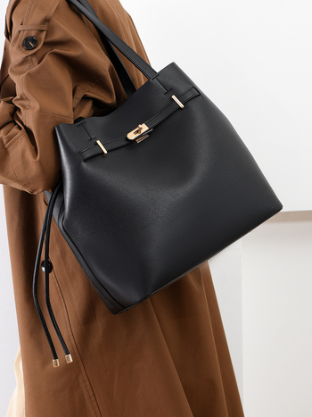 Lemon Koko kibiro formos rankinė, PU medžiaga, kibiro formos dizainas, užraktas, poliesterio pamušalas