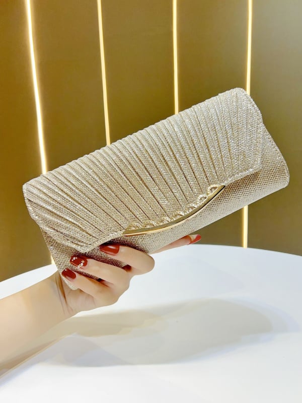 Sequin večernja clutch torbica - horizontalni kvadratni oblik, poliester vanjska i podstava, magnetno zatvaranje, stil koverti, džep za mobitel i ID, ljeto 2025