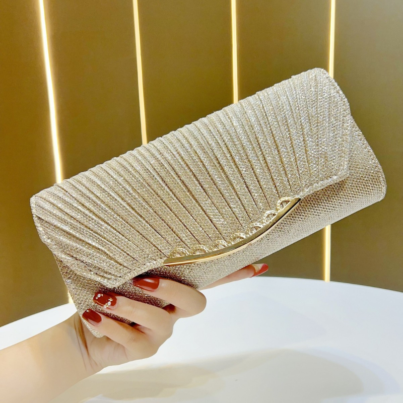 Sequin večernja clutch torbica - horizontalni kvadratni oblik, poliester vanjska i podstava, magnetno zatvaranje, stil koverti, džep za mobitel i ID, ljeto 2025