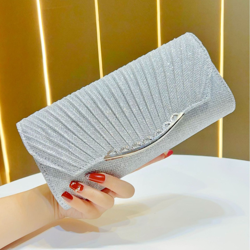 Sequin večernja clutch torbica - horizontalni kvadratni oblik, poliester vanjska i podstava, magnetno zatvaranje, stil koverti, džep za mobitel i ID, ljeto 2025