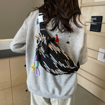 Ielas stila neilona crossbody soma vasaras sezonai 2024, poliestera odere, rāvējslēdzēja atvērums