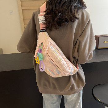 Ielas stila neilona crossbody soma vasaras sezonai 2024, poliestera odere, rāvējslēdzēja atvērums