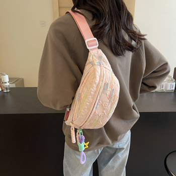 Ielas stila neilona crossbody soma vasaras sezonai 2024, poliestera odere, rāvējslēdzēja atvērums