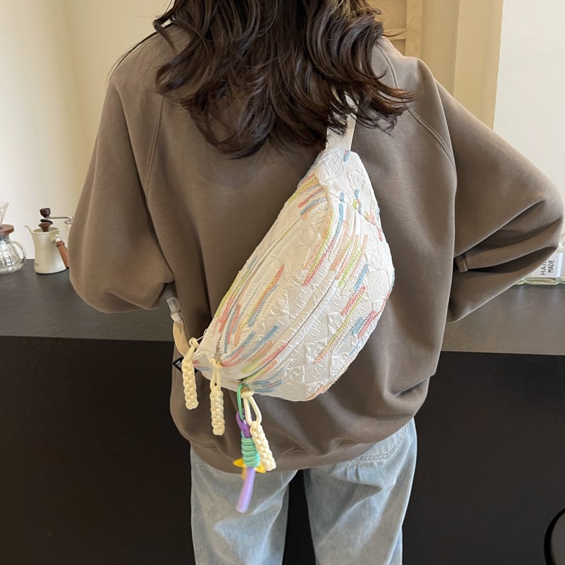 Ielas stila neilona crossbody soma vasaras sezonai 2024, poliestera odere, rāvējslēdzēja atvērums