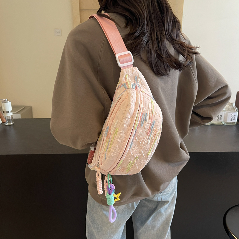 Ielas stila neilona crossbody soma vasaras sezonai 2024, poliestera odere, rāvējslēdzēja atvērums