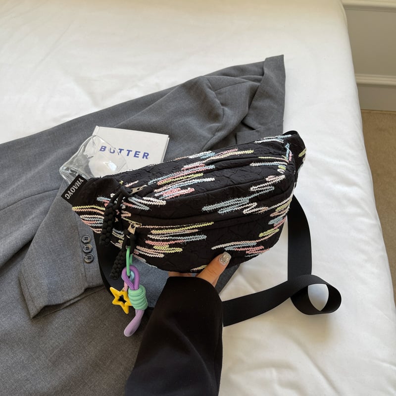 Ielas stila neilona crossbody soma vasaras sezonai 2024, poliestera odere, rāvējslēdzēja atvērums