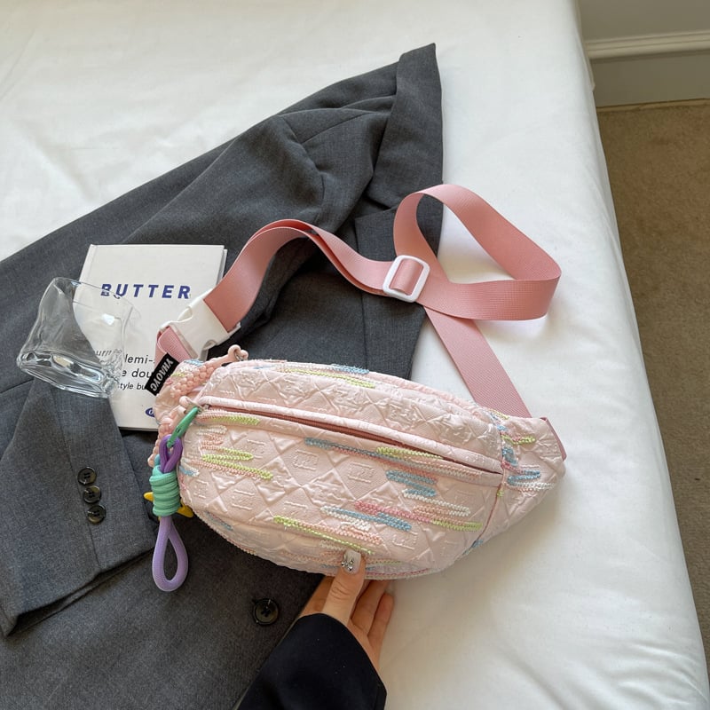 Ielas stila neilona crossbody soma vasaras sezonai 2024, poliestera odere, rāvējslēdzēja atvērums