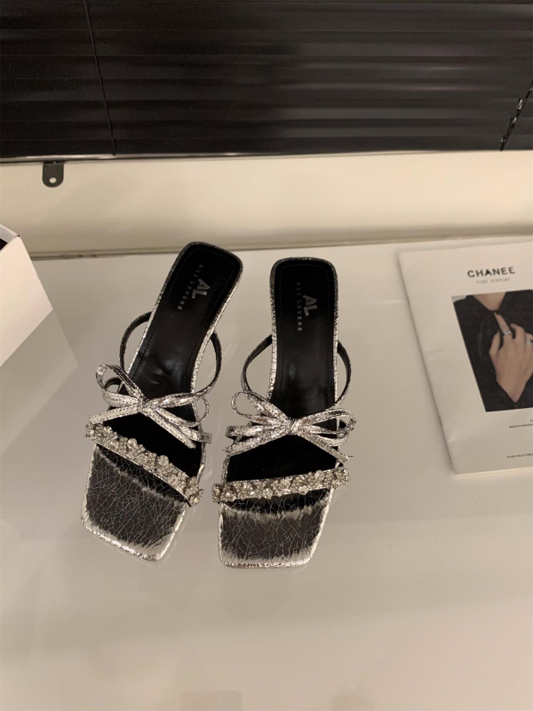 Naiste klink sandaalid, ülemine materjal: Super fiber, ruudukujuline nina, kummist talla, ilma vooderita, suvi 2025