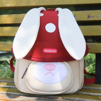 Bērnu mugursoma ar sēņu motīvu un garām ausīm, diving audums, elpojoša un ārkārtīgi viegla, plecu siksnas ar gaisa spilvenu, unisex