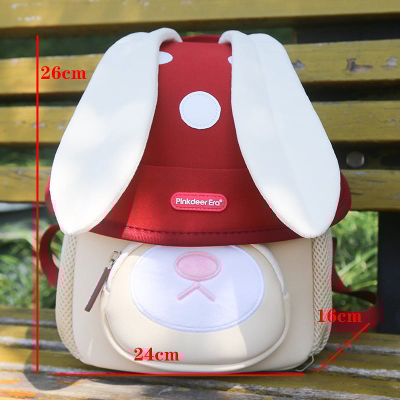 Bērnu mugursoma ar sēņu motīvu un garām ausīm, diving audums, elpojoša un ārkārtīgi viegla, plecu siksnas ar gaisa spilvenu, unisex