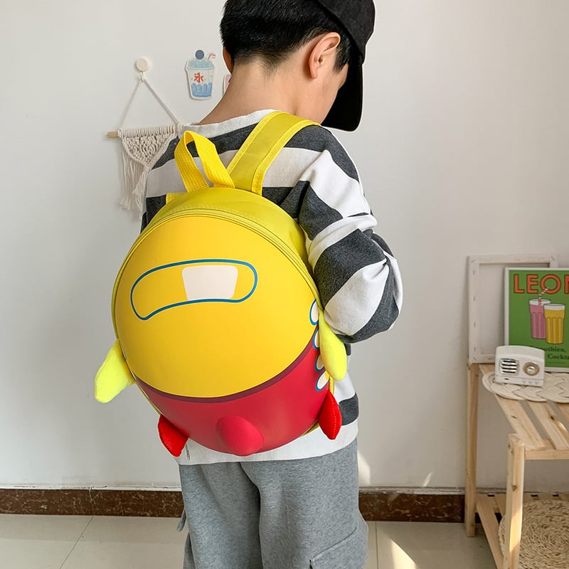 Dječji ruksak u obliku jajeta i nadahnut avionom, velika kapaciteta, PVC materijal, zatvarač, podstava od poliestera, džepovi za ID karticu i prijenosno računalo.