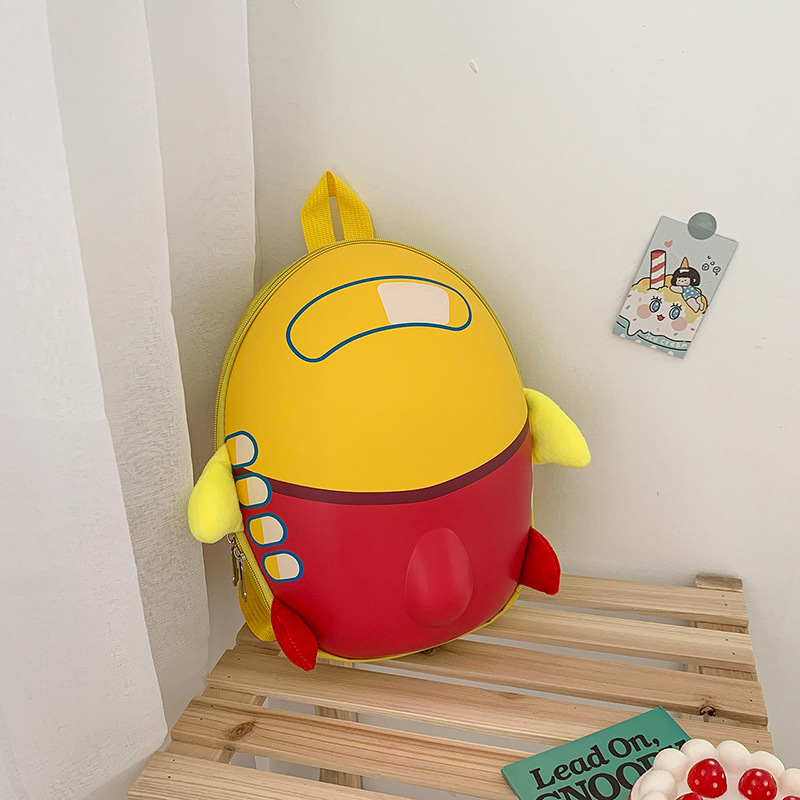 Dječji ruksak u obliku jajeta i nadahnut avionom, velika kapaciteta, PVC materijal, zatvarač, podstava od poliestera, džepovi za ID karticu i prijenosno računalo.