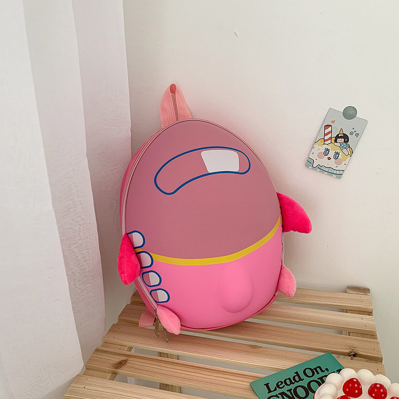 Dječji ruksak u obliku jajeta i nadahnut avionom, velika kapaciteta, PVC materijal, zatvarač, podstava od poliestera, džepovi za ID karticu i prijenosno računalo.