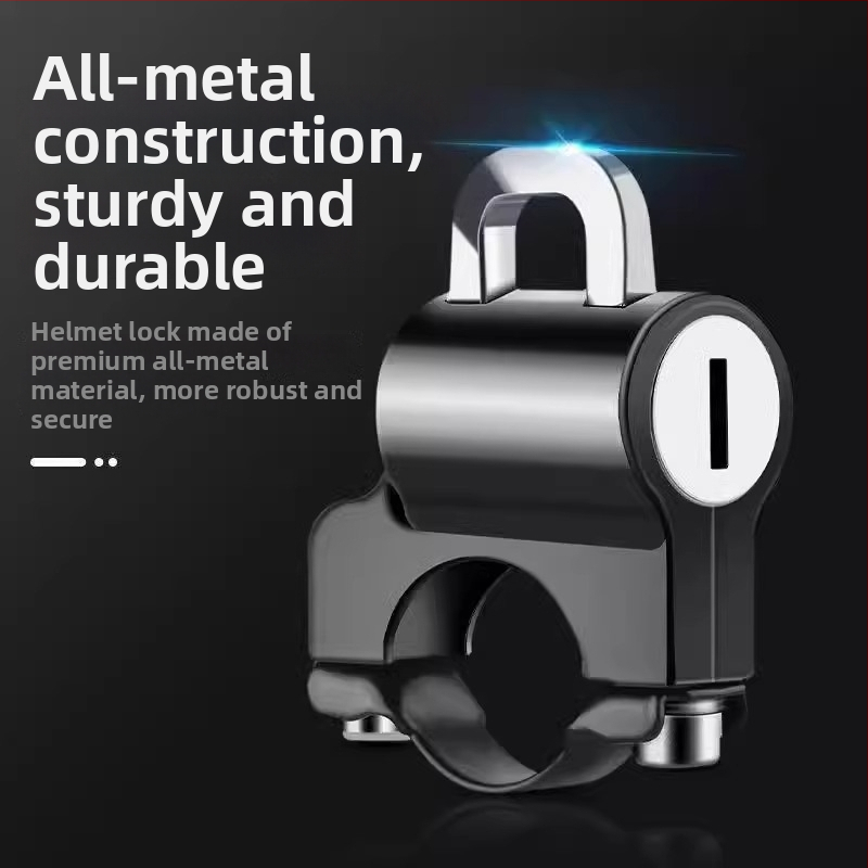 Egyszerű kulcsos sisakzár elektromos járművekhez, kerékpárokhoz és motorkerékpárokhoz — cinkötvözet, merev kampó, anti-lopás, vízálló, állítható
