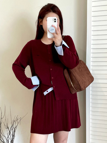 Naili Plus-Size Πλεκτό Κουστουμί με Φούστα και Καρντιγάν, Φθινοπωρο 2025, 45-count Μαλλί-Μίξη, Πολυεστέρας/Νάιλον