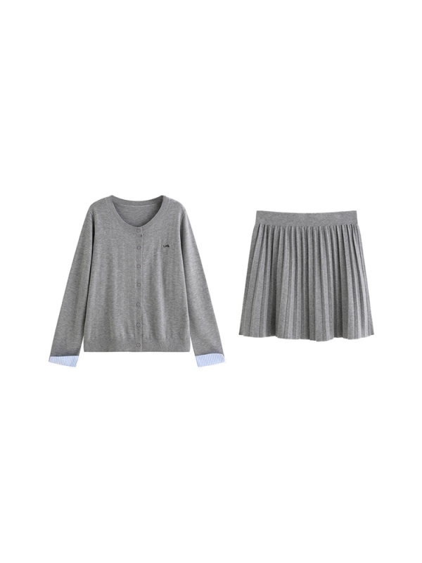 Naili Plus-Size Πλεκτό Κουστουμί με Φούστα και Καρντιγάν, Φθινοπωρο 2025, 45-count Μαλλί-Μίξη, Πολυεστέρας/Νάιλον