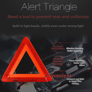 Mingche Zhibao Trikampio įspėjimo ženklas su trikojė stovu iš ABS ir geležies, atšviesiantis laikiklis transporto priemonėms avarinėms situacijoms