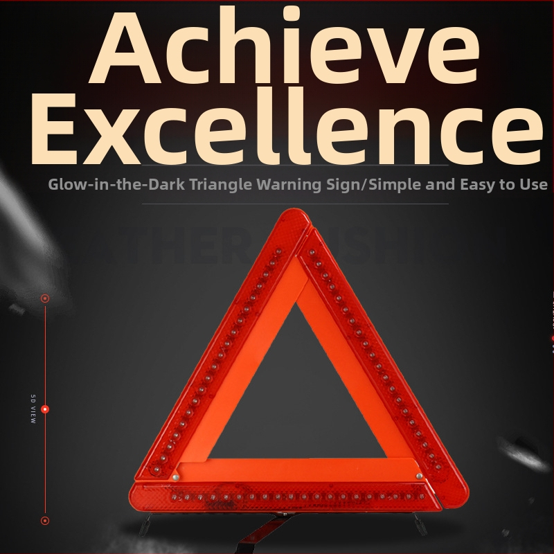 Mingche Zhibao Trīsstūra brīdinājuma zīme ar ABS un dzelzs trijstūra statīvu, atstarojošs stiprinājums transportlīdzekļiem ārkārtas gadījumā