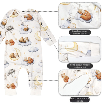 Miego maišelis kūdikiams ir mažiems vaikams (1–3 m.), medvilnės audinys, 100% medvilnės pamušalas ir užpildas, ilgomis rankovėmis, gyvūnų raštas