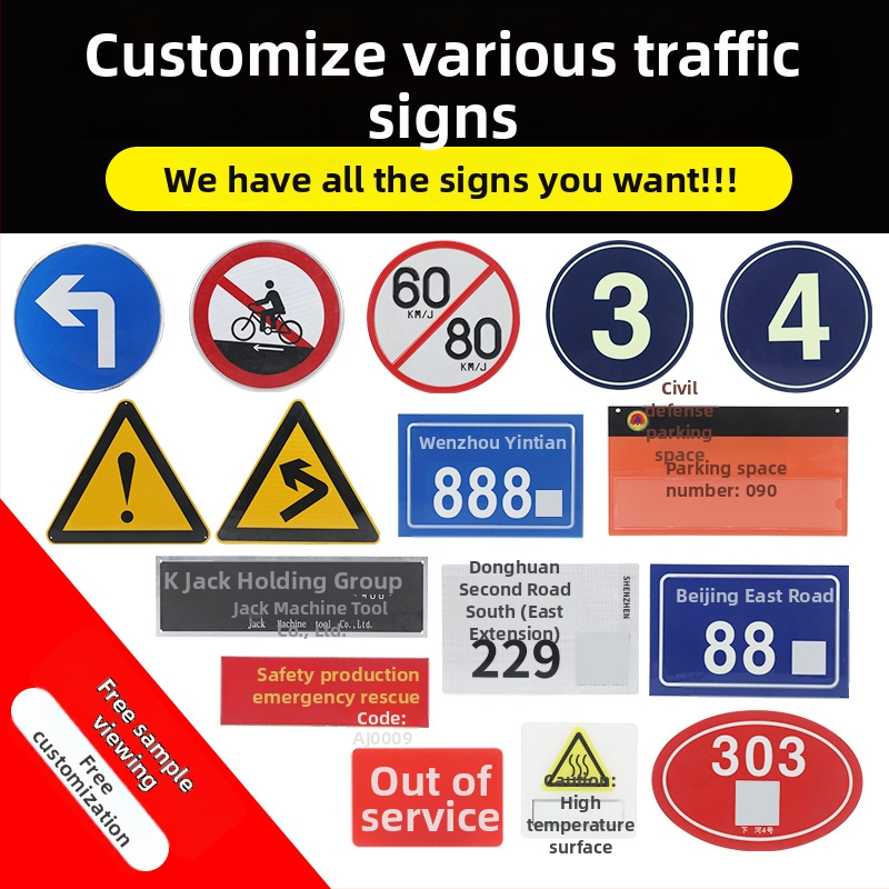 Eismo ženklai – aliuminio plokštė; inžinerijos klasės atšvaitinė plėvelė; UV graviravimo plėvelė; įspėjimo ženklas; storis 1–3 mm