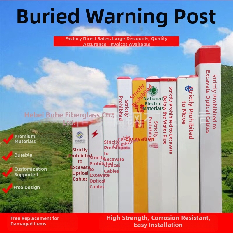 FRP hoiatusmärk maa-aluste elektrikaablite ja gaasitorude jaoks, siiditrükk, üks tükk