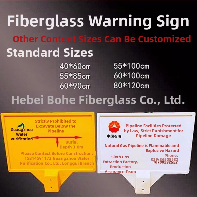FRP hoiatusmärk maa-aluste elektrikaablite ja gaasitorude jaoks, siiditrükk, üks tükk