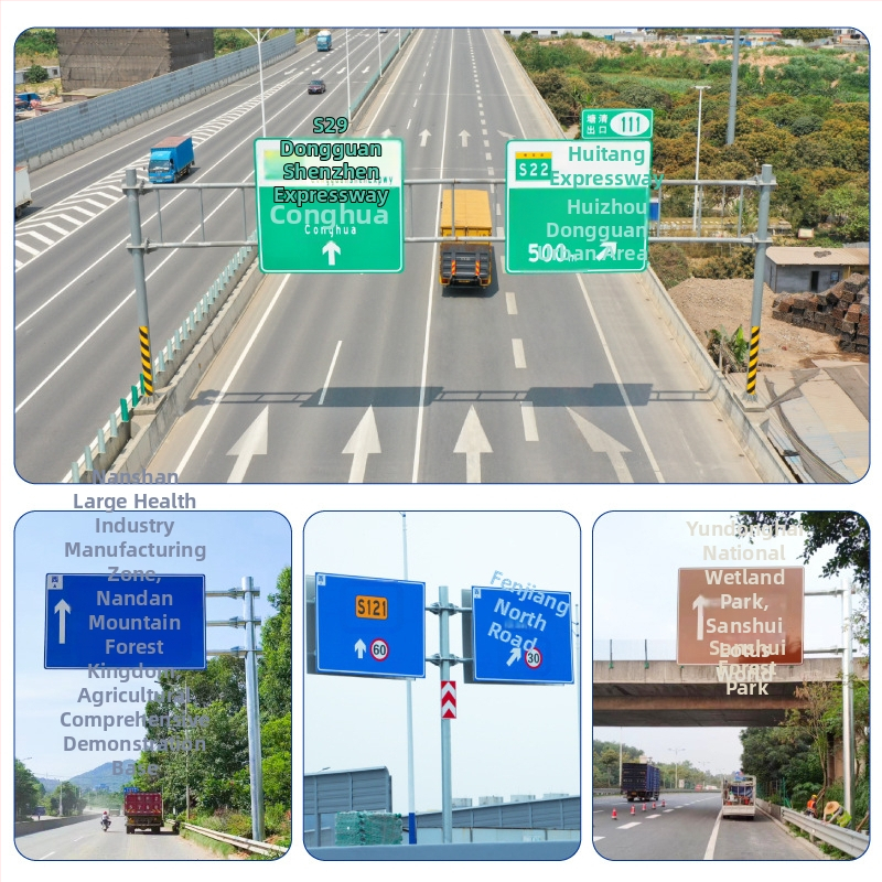 Kohandatud alumiiniumist liiklusmärgi vars, ümmargune kuju, lõikega töötlemine, inseneriklassi heijastuskile laminaat