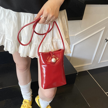 Geantă mini pentru telefon feminin, stil urban minimalist, PU piele, formă vertical pătrată, buzunar interior pentru telefon și ID, curea simplă