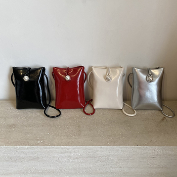 Geantă mini pentru telefon feminin, stil urban minimalist, PU piele, formă vertical pătrată, buzunar interior pentru telefon și ID, curea simplă