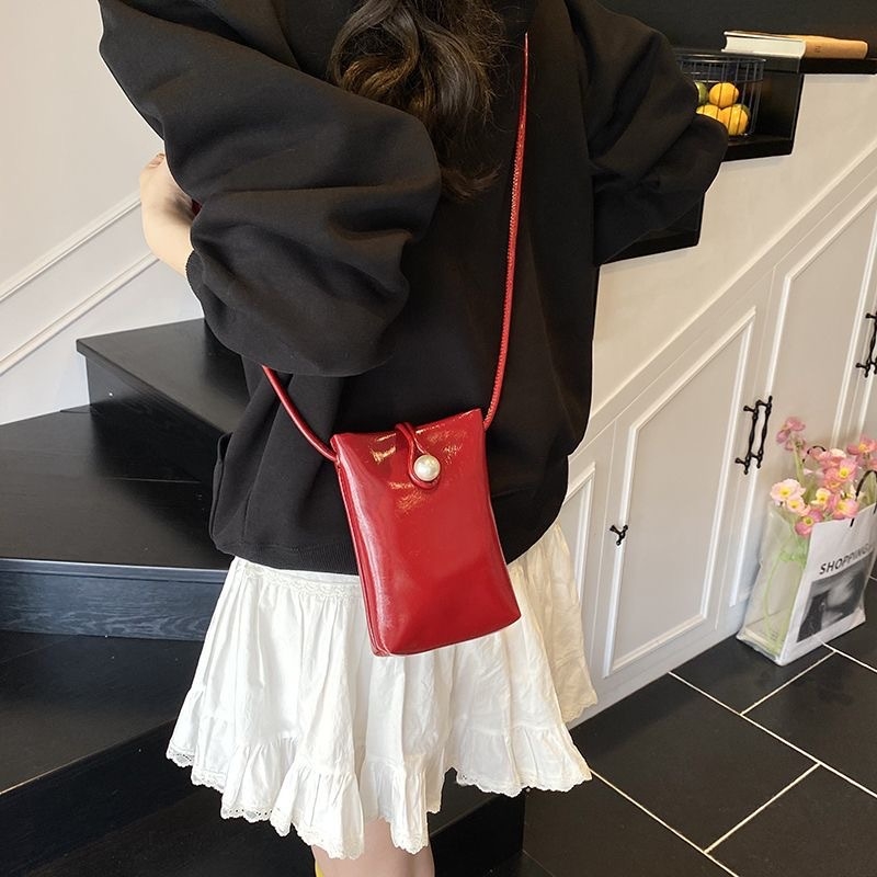 Geantă mini pentru telefon feminin, stil urban minimalist, PU piele, formă vertical pătrată, buzunar interior pentru telefon și ID, curea simplă