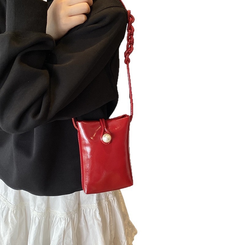 Geantă mini pentru telefon feminin, stil urban minimalist, PU piele, formă vertical pătrată, buzunar interior pentru telefon și ID, curea simplă