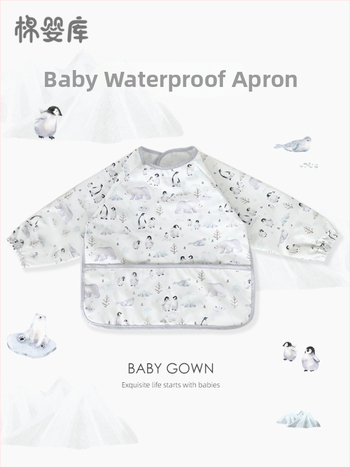 Unisex vandeniui atsparus plonas kūdikių valgymo smock, 100% poliesteris, rankų piešimo raštas, keturi sezonai, tinkamas kūdikiams ir 1–3 metų vaikams, saugos klasė A